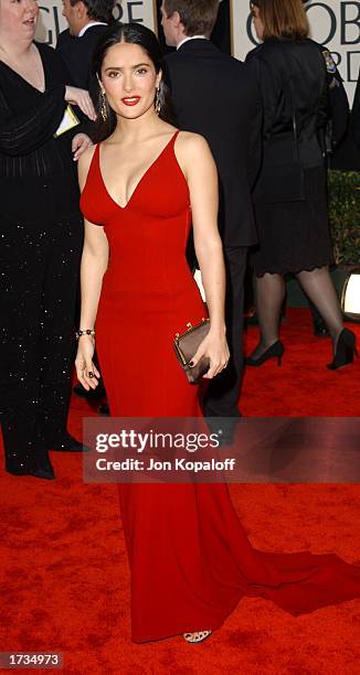 Actress Salma Hayek attends the 60th Annual Golden Globe Awards at the Beverly Hilton Hotel on January 19, 2003 in Beverly Hills, California.