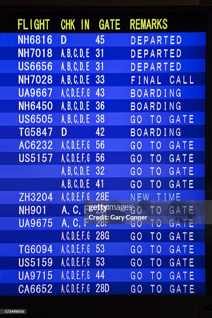 Airline departure board
