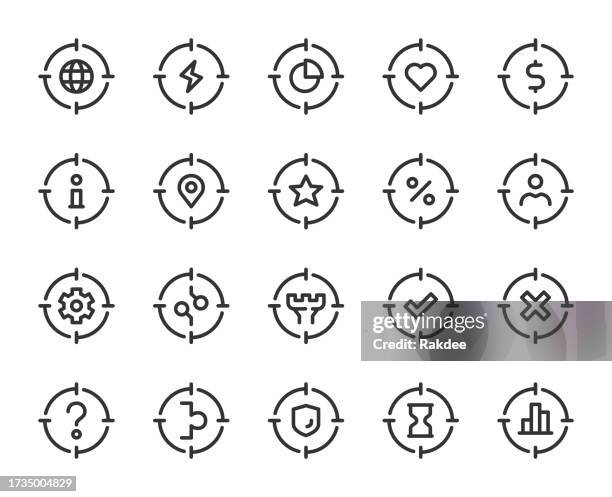 targeted - line icons - watching thunderstorm stock illustrations