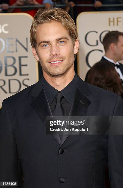 Actor Paul Walker attends the 60th Annual Golden Globe Awards at the Beverly Hilton Hotel on January 19, 2003 in Beverly Hills, California.