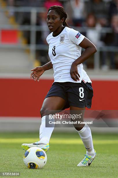 Anita Asante of England runs with the ball during the UEFA Women's EURO 2013 Group C match between England and Russia at Linkoping Arena on July 15,...