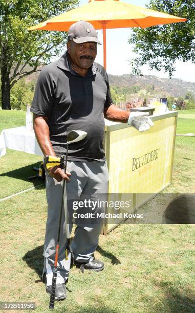 Former professional football player and actor Jim Brown attends The 4th annual Alex Thomas Celebrity Golf Classic presented by Belvedere at Mountain...