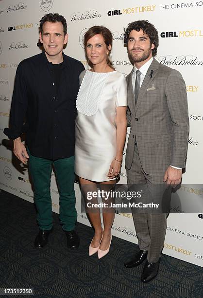 Actors Matt Dillon, Kristen Wiig and Darren Criss attend the screening of Lionsgate and Roadside Attractions' "Girl Most Likely" hosted by The Cinema...