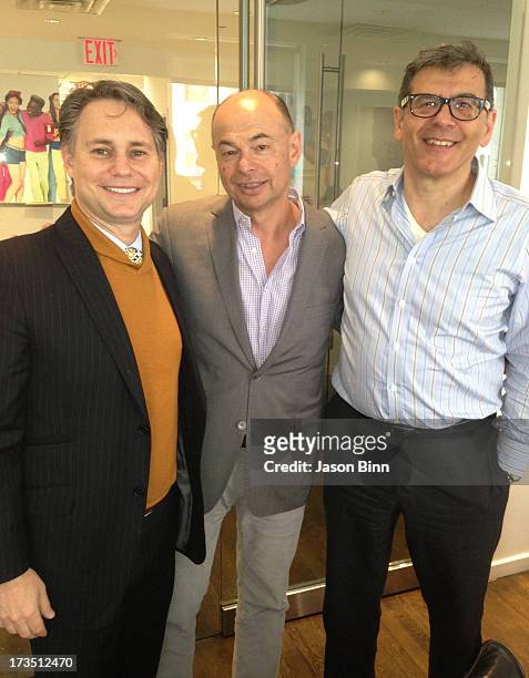 DuJour Media Founder Jason Binn, Ari Hoffman and Carlo Tunioli of Benetton USA pose circa May 2013 in New York City.