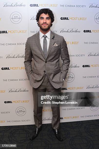 Actor Darren Criss attends the screening of Lionsgate and Roadside Attractions' "Girl Most Likely" hosted by The Cinema Society & Brooks Brothers at...