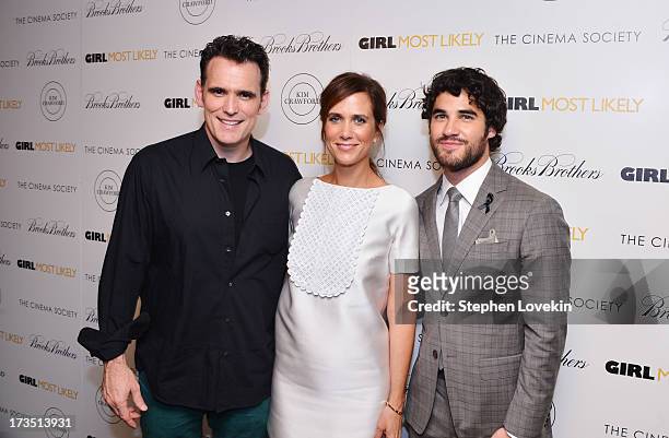 Actors Matt Dillon, Kristen Wiig and Darren Criss attend the screening of Lionsgate and Roadside Attractions' "Girl Most Likely" hosted by The Cinema...