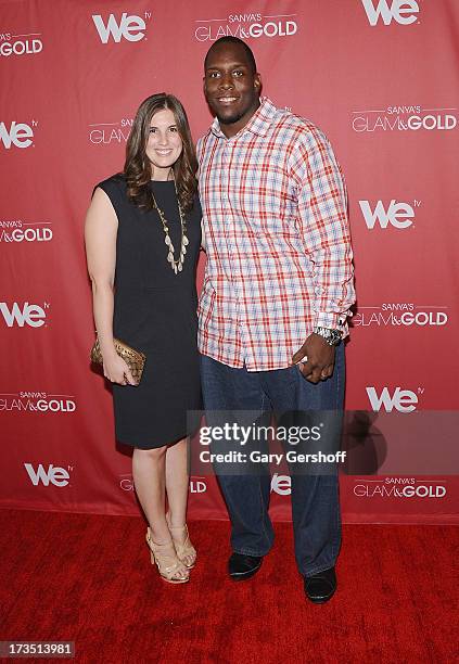 Rosalie Booth and New York Giants lineman Kevin Boothe attend "Sanya's Glam And Gold" Series Premiere at Gansevoort Hotel on July 15, 2013 in New...