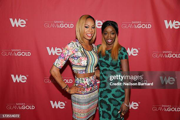 Track and field athlete and TV personality Sanya Richards-Ross and Recording artist Estelle attend the WE tv screening for "Sanya's Glam & Gold" at...