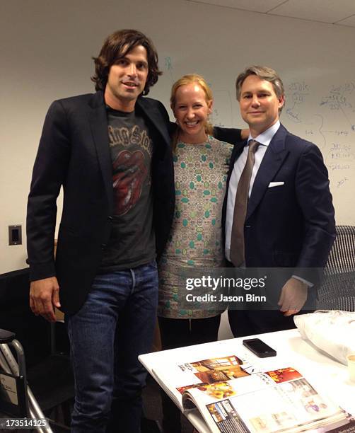 Polo player Nacho Figueras, Alexandra Wilson of Gilt Groupe and DuJour Media Founder Jason Binn pose circa May 2013 in New York City.