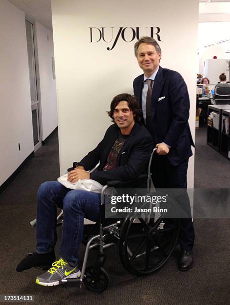 Polo player Nacho Figueras and DuJour Media Founder Jason Binn pose circa May 2013 in New York City.