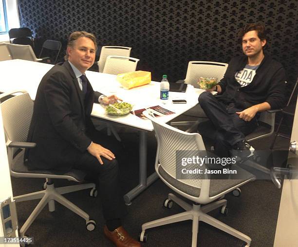 Restaurateur Scott Sartiano and DuJour Media Founder Jason Binn pose circa May 2013 in New York City.