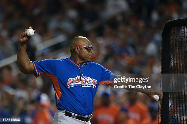 Jose Cano pitches during the 2013 Chevrolet Home Run Derby at Citi Field on Monday, July 15 in the Flushing neighborhood of the Queens borough of New...