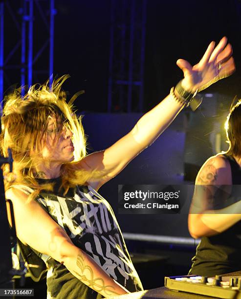 Producer and Vocalist Jahan Yousaf of Krewella performs onstage during the 17th Annual Electric Daisy Carnival at Las Vegas Motor Speedway on June...