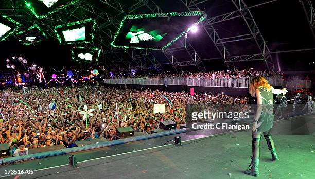 Producer and Vocalist Jahan Yousaf of Krewella performs onstage during the 17th Annual Electric Daisy Carnival at Las Vegas Motor Speedway on June...