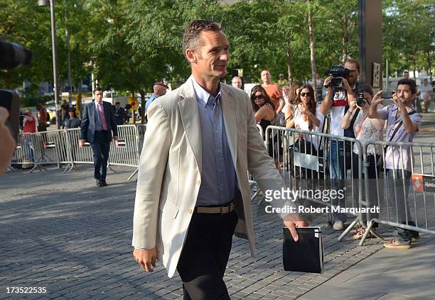 Inaki Urdangarin arrives to 'Ciutat de la Justica' to answer questions in front of a judge in regards to the 'Institut Noos' case on July 16, 2013 in...