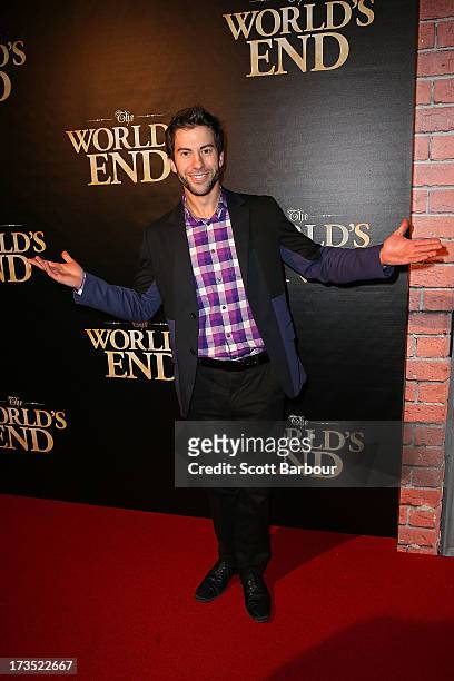Damien Bodie arrives for "The World's End" Australian premiere at Hoyts Melbourne Central on July 16, 2013 in Melbourne, Australia.