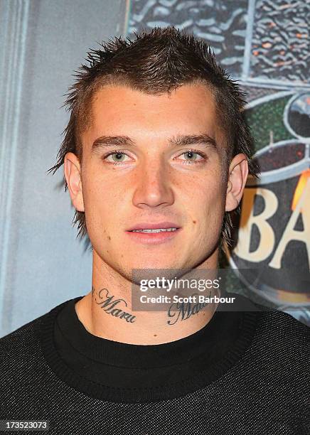 Player Dustin Martin arrives for 'The World's End' Australian premiere at Hoyts Melbourne Central on July 16, 2013 in Melbourne, Australia.