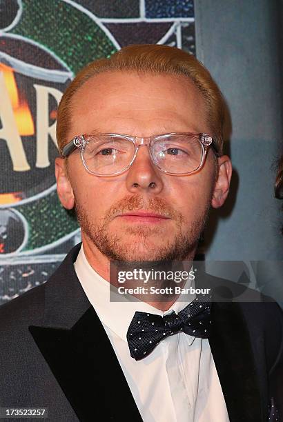 Actor Simon Pegg arrives for 'The World's End' Australian premiere at Hoyts Melbourne Central on July 16, 2013 in Melbourne, Australia.