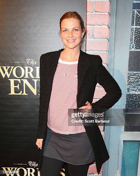 Model Chelsea Scanlan arrives for 'The World's End' Australian premiere at Hoyts Melbourne Central on July 16, 2013 in Melbourne, Australia.