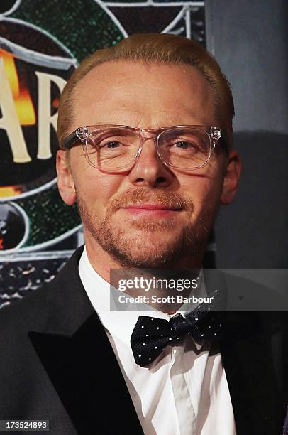 Actor Simon Pegg arrives for 'The World's End' Australian premiere at Hoyts Melbourne Central on July 16, 2013 in Melbourne, Australia.