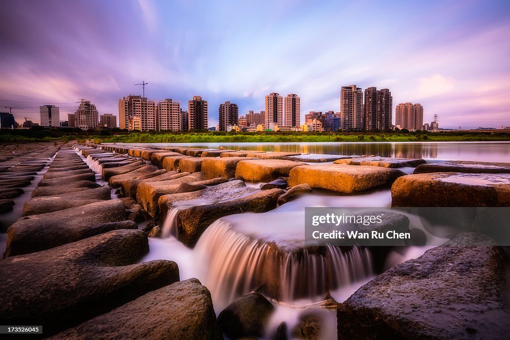Hsinchu city skyline with river