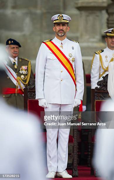Prince Felipe of Spain visit Marin Navy Academy to attend the graduation ceremony on July 16, 2013 in Pontevedra, Spain.
