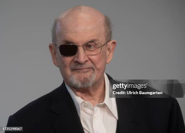 Sir Ahmed Salman Rushdie, who is scheduled to receive the 2023 Peace Prize of the German Book Trade Assiciation on Sunday, during his press...