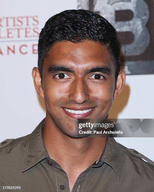 Professional Athlete A.J. DeLaGarza attends the 8th annual BTE All-Star Celebrity Kickoff Party at The Playboy Mansion on July 15, 2013 in Beverly...