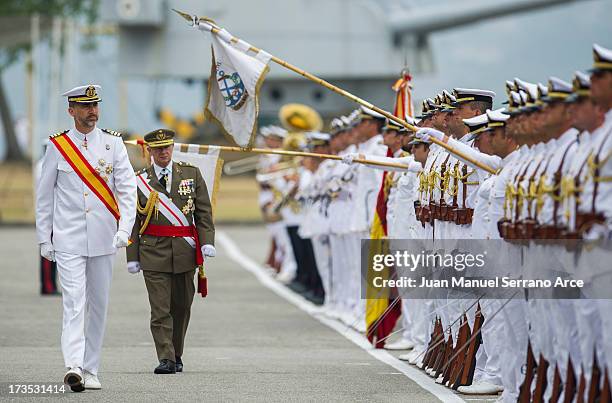 Prince Felipe of Spain visit the Marine Navy Academy to attend a graduation ceremony on July 16, 2013 in Pontevedra, Spain.