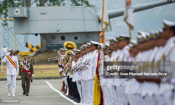 Prince Felipe of Spain visit the Marine Navy Academy to attend a graduation ceremony on July 16, 2013 in Pontevedra, Spain.