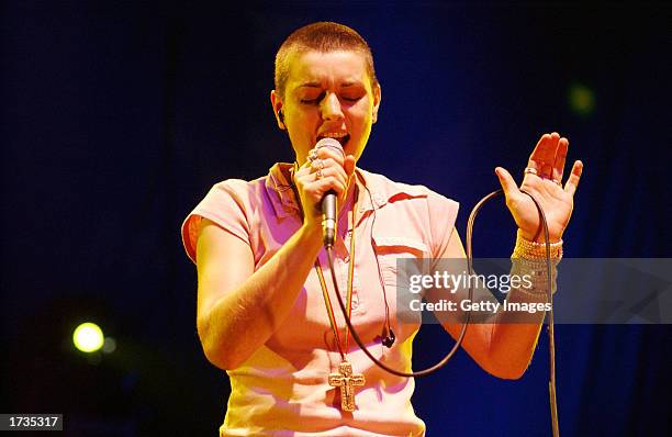 Irish singer Sinead O'Connor sings in concert January 18, 2003 at The Point Theatre in Dublin, Ireland.