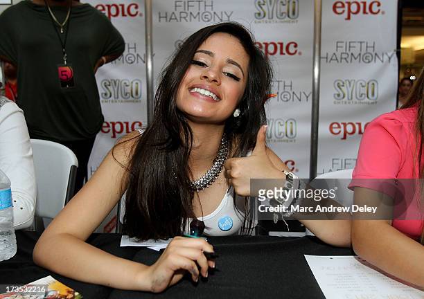 Camila Cabello of Fifth Harmony at the Square One Mall on July 15, 2013 in Saugus, Massachusetts.