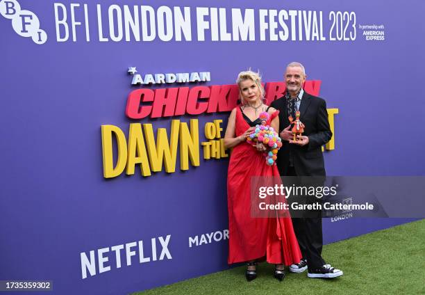 Paloma Faith and Sam Fell attend the "Chicken Run: Dawn Of The Nugget" The Mayor Of London's Gala premiere during the 67th BFI London Film Festival...