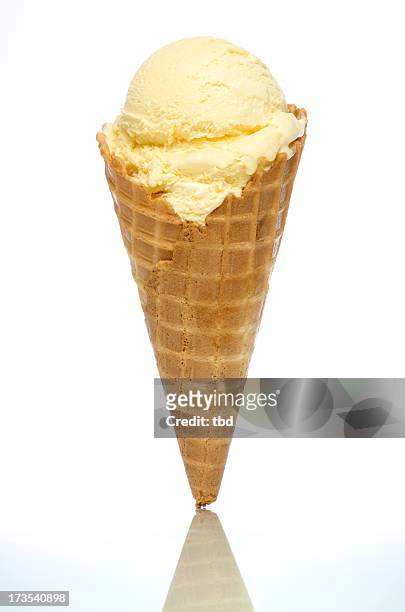 vanilla ice cream cone - cone shape stock pictures, royalty-free photos & images