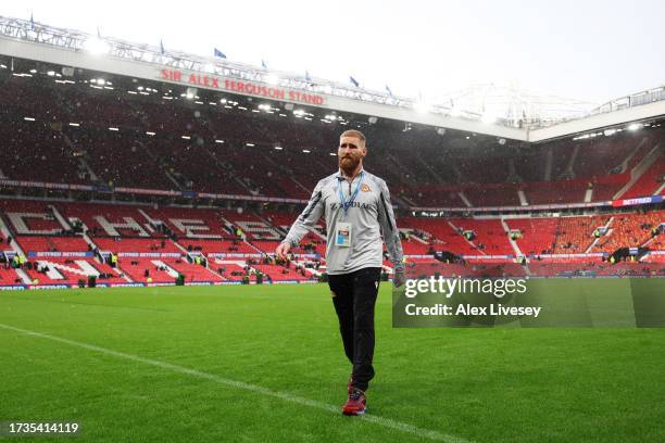 Sam Tomkins of Catalans Dragons inspects the pitch prior to the Betfred Super League Final match between Wigan Warriors v Catalans Dragons at Old...