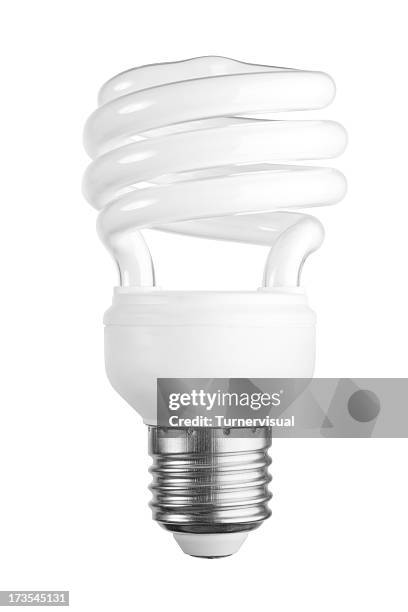 compact fluorescent lamp + clipping path - fluorescent stock pictures, royalty-free photos & images