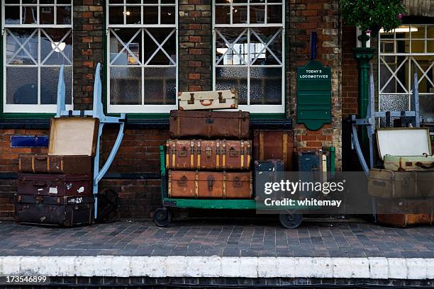 old fashioned rail station platform - luggage trolley stock pictures, royalty-free photos & images