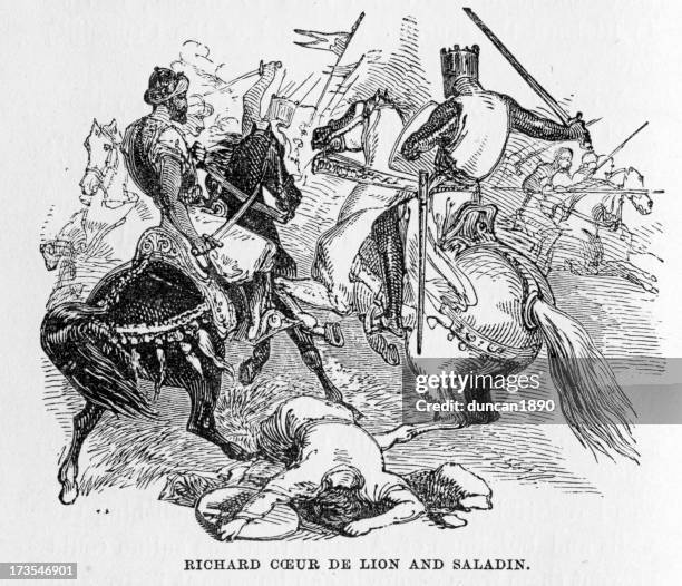 richard the lionheart and saladin - the crusades stock illustrations