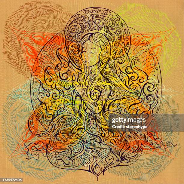 four directions buddha - the serpent stock illustrations