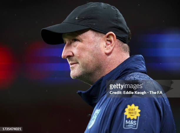 Steve Holland, Assistant Manager of England looks on prior to the international friendly match between England and Australia at Wembley Stadium on...