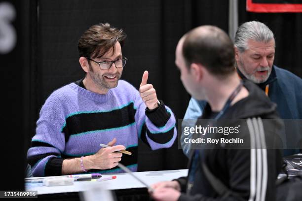 David Tennant signs autographs during New York Comic Con 2023 - Day 3 at Javits Center on October 14, 2023 in New York City.