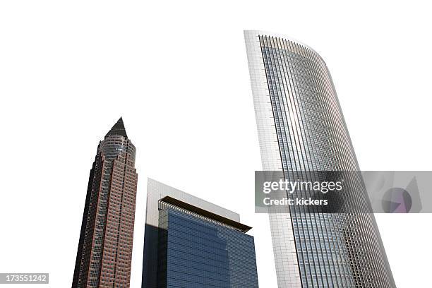 isolated skyscrapers - messeturm frankfurt stock pictures, royalty-free photos & images