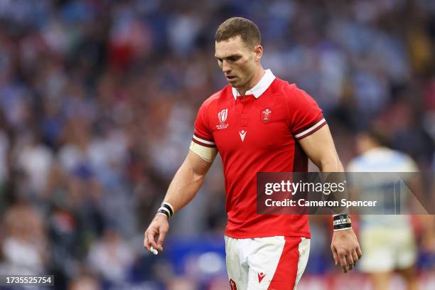 George North of Wales looks dejected at full-time followingthe Rugby World Cup France 2023 Quarter Final match between Wales and Argentina at Stade...