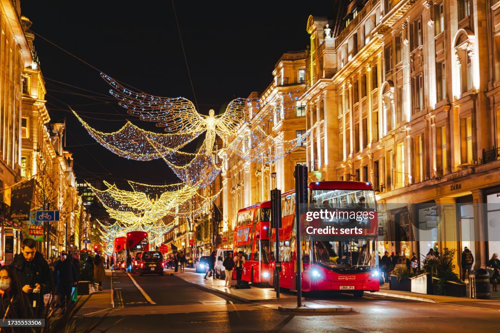 Christmas Lights in Regent Street, London, UK