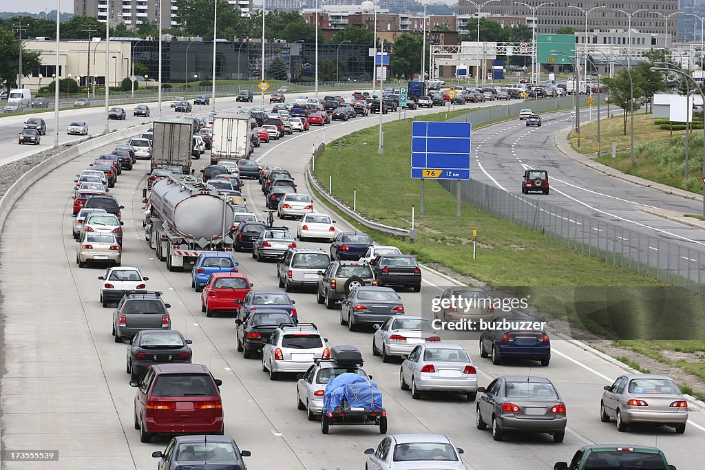 Montreal Urban Highway Traffic Jam
