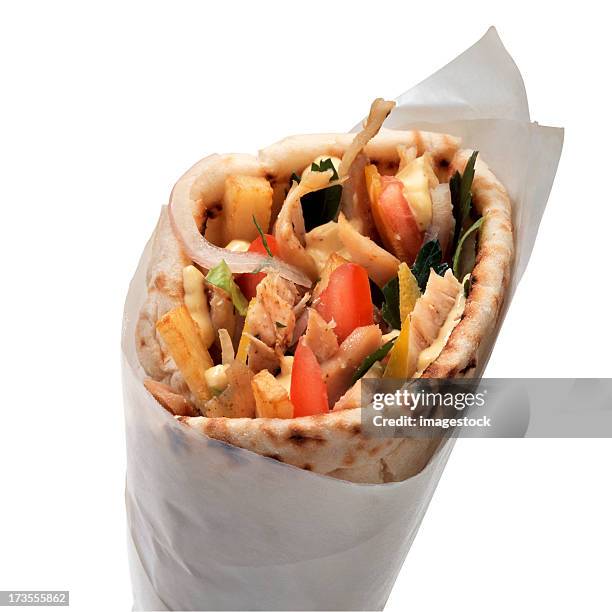 gyros with pita - kebab stock pictures, royalty-free photos & images