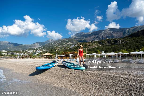 paddle boarding in the adriatic sea - albania adventure stock pictures, royalty-free photos & images
