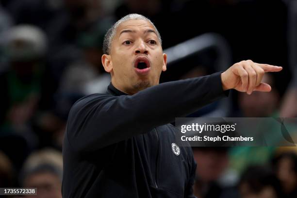 Head coach Tyronn Lue of the LA Clippers reacts against the Utah Jazz during the fourth quarter of the Rain City Showcase in a preseason NBA game at...