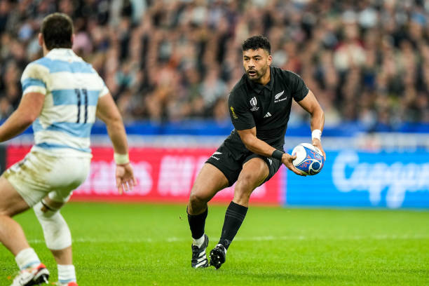 Richie MO UNGA of New Zealand All Blacks during the Rugby World Cup 2023 Semi-final match between Argentina and New Zealand at Stade de France on...