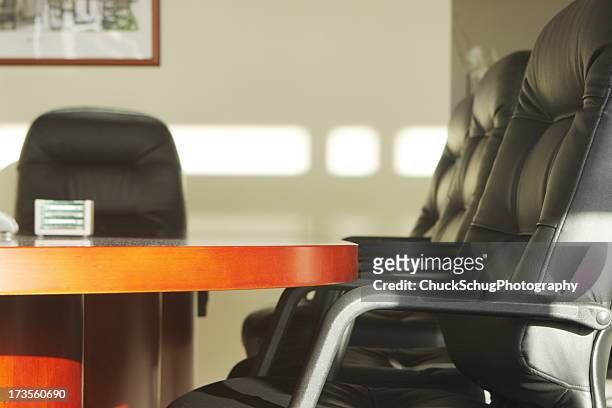 corporate board room business meeting table chairs - leather office chair stock pictures, royalty-free photos & images